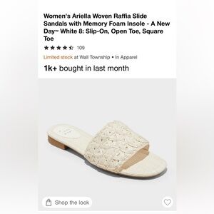 A New Day Women’s Ariella Woven Raffia Slide Sandals.